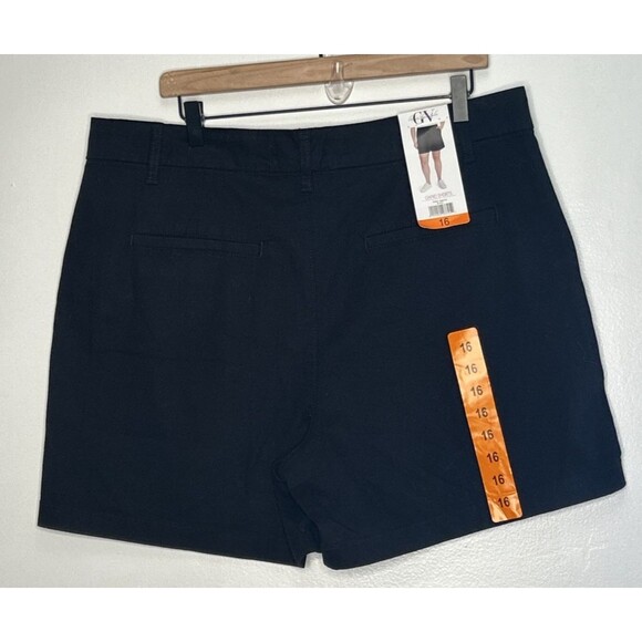 NWT Gloria Vanderbilt Black Chino Shorts Size 16 mid rise 5” Inseam stretch - Picture 2 of 3
